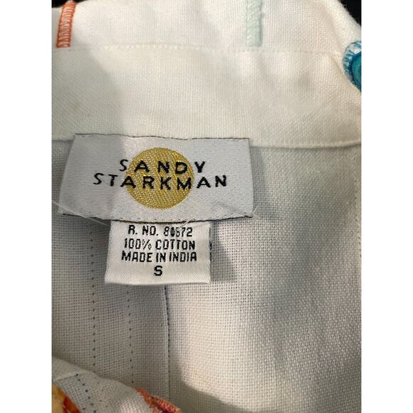Sandy Starkman Jacket Womens Sz Small White Floral Button Front 80s 90s Colorful - Picture 9 of 9